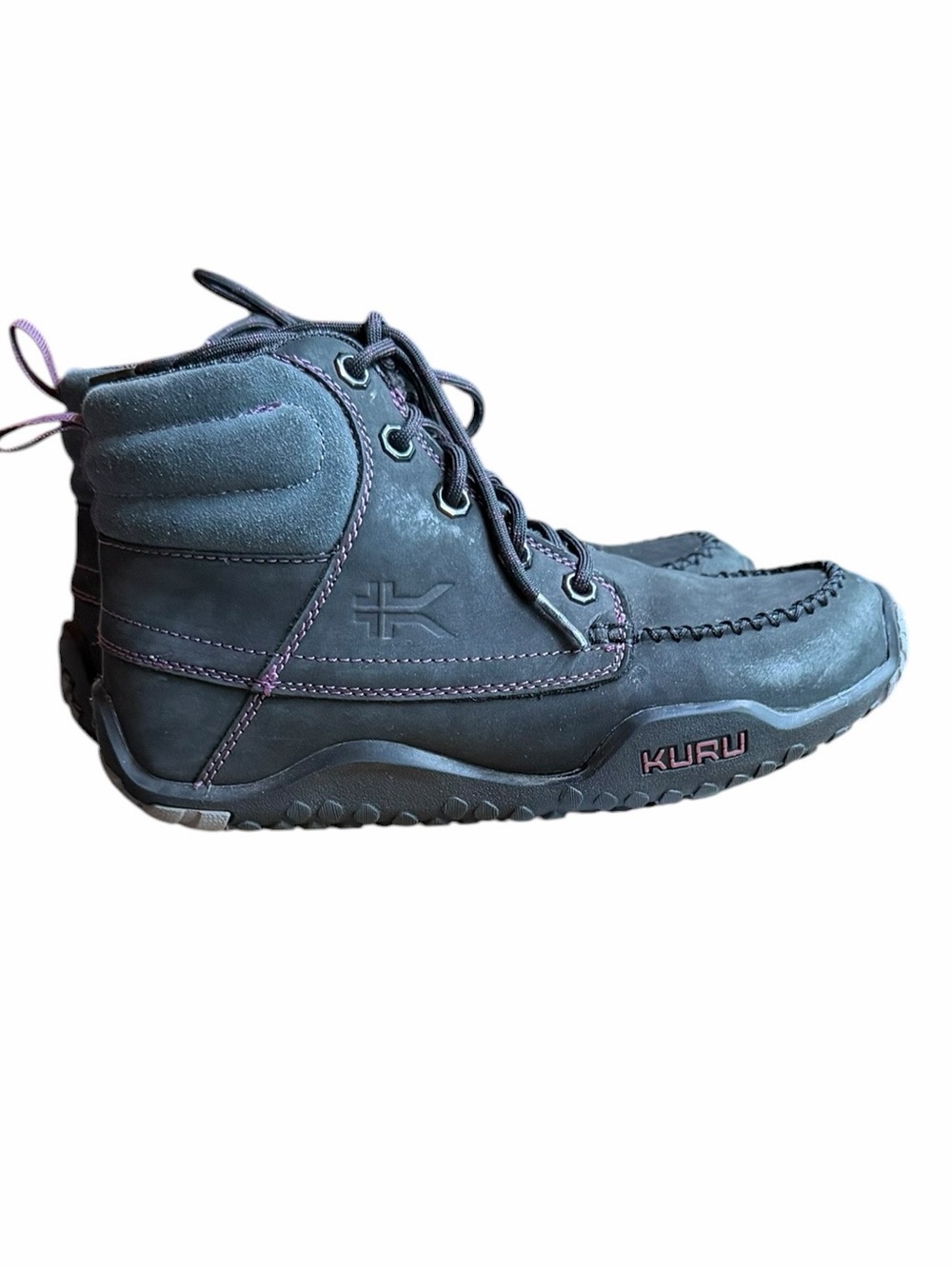 Kuru Quest Jet Black-Basalt-Fig Purple Lightweight Leather Ankle Support Hiking/